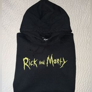 Rick and Morty Black Hoodie Adult Swim Cartoon Hoodie Size LARGE adult